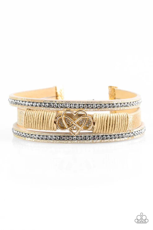 Hustlin Heart Gold Wrap Bracelet