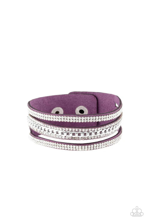 Rollin In Rhinestones Purple Wrap Bracelet