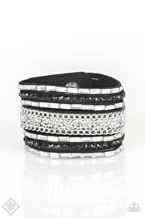 Rhinestone Rumble Black Wrap Bracelet