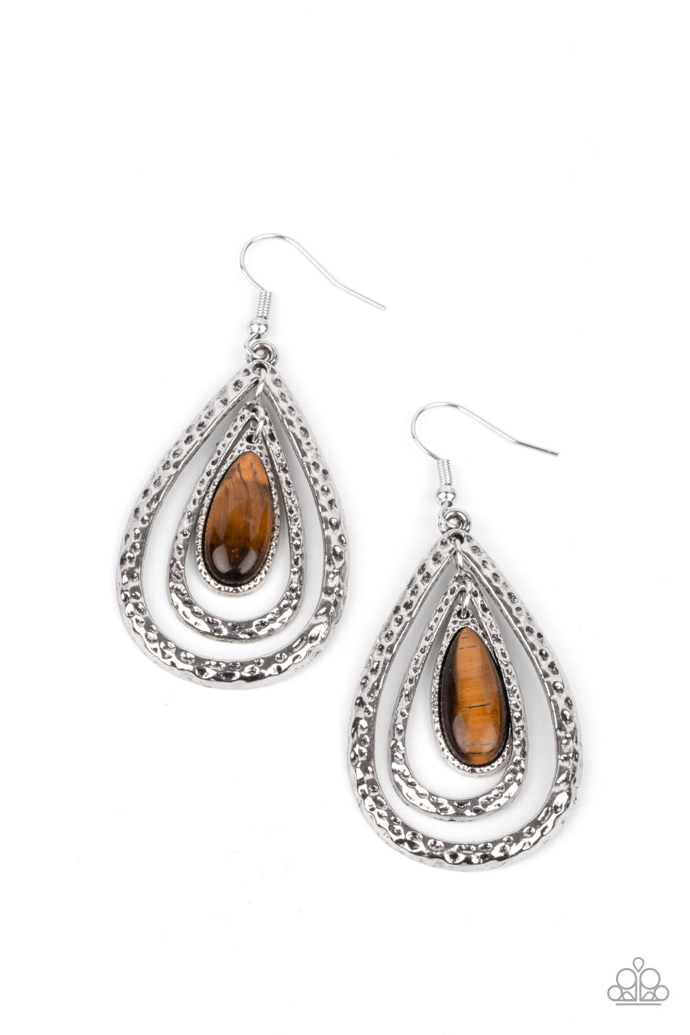 Paparazzi Teardrop Torrent Brown Earrings