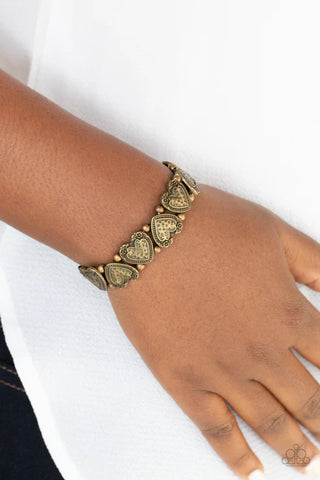 Rustic Heartthrob Brass Bracelet - Fashion Fix Exclusive