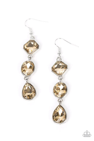 Reflective Rhinestones Brown Earrings - Fashion Fix Exclusive