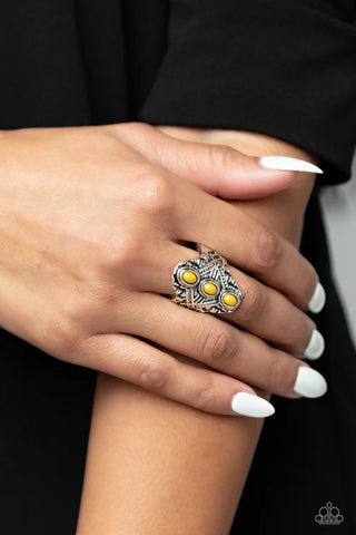 Mayan Motif Yellow Ring - Fashion Fix Exclusive