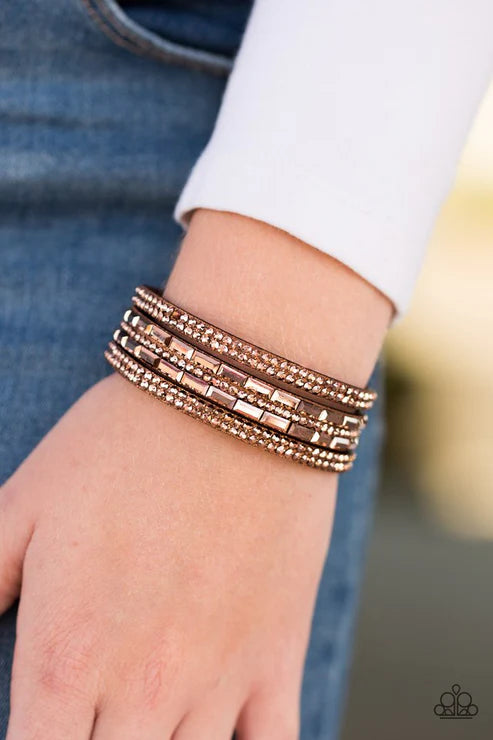 Rhinestone Rock Star Copper Wrap Bracelet