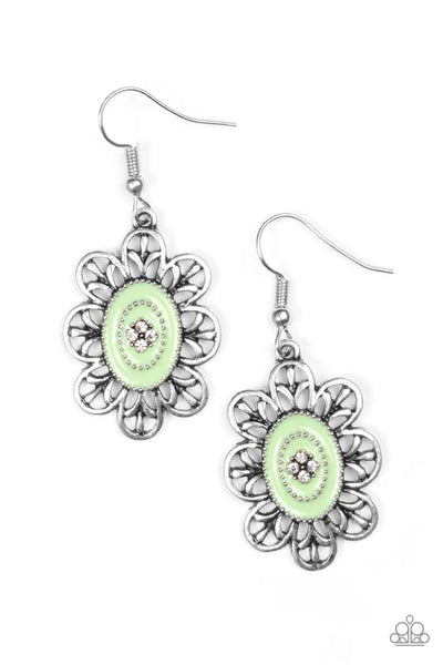 Posy Party Green Earrings