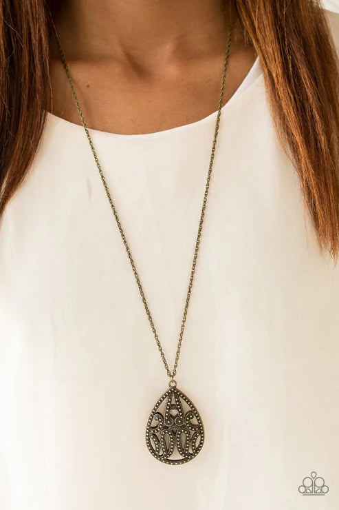 Teardrop Dead Gorgeous Brass Necklace