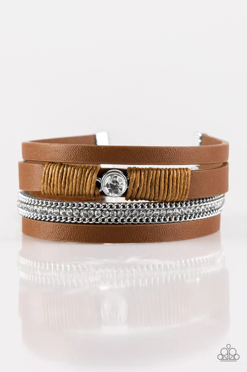 Catwalk Craze Brown Wrap Bracelet