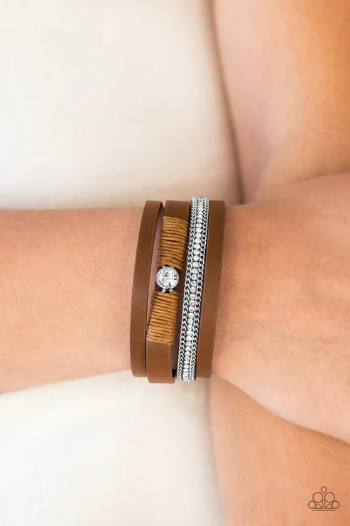 Catwalk Craze Brown Wrap Bracelet