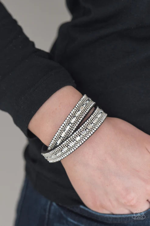 Shimmer and Sass Black Wrap Bracelet