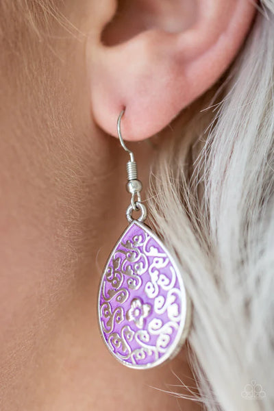 Flirty Flower Girl Purple Earrings - Fashion Fix Exclusive