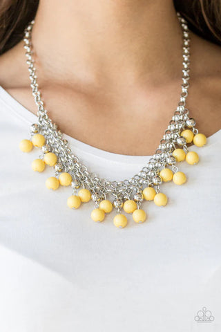 Friday Night Fringe Yellow Necklace