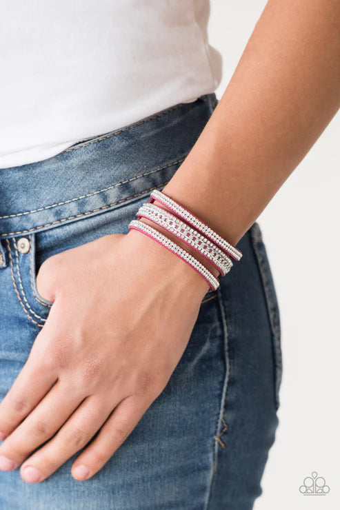 Rollin In Rhinestones Pink Wrap Bracelets