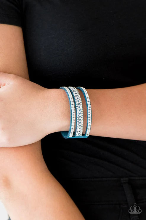 Rollin In Rhinestones Blue Wrap Bracelet