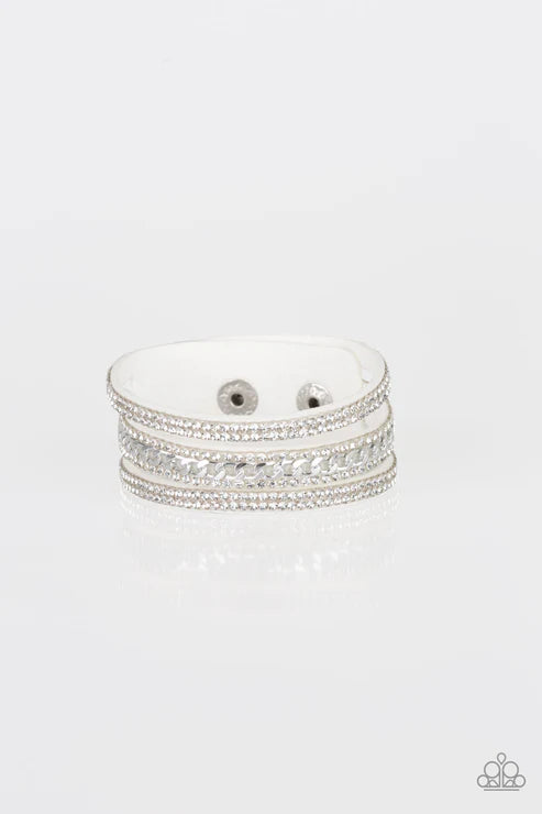 Rollin In Rhinestones White Wrap Bracelet