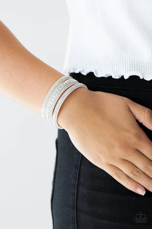 Rollin In Rhinestones White Wrap Bracelet