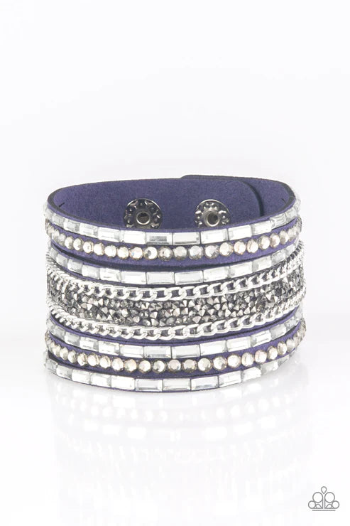 Rhinestone Rumble Blue Wrap Bracelet