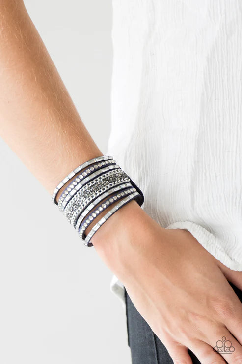 Rhinestone Rumble Blue Wrap Bracelet