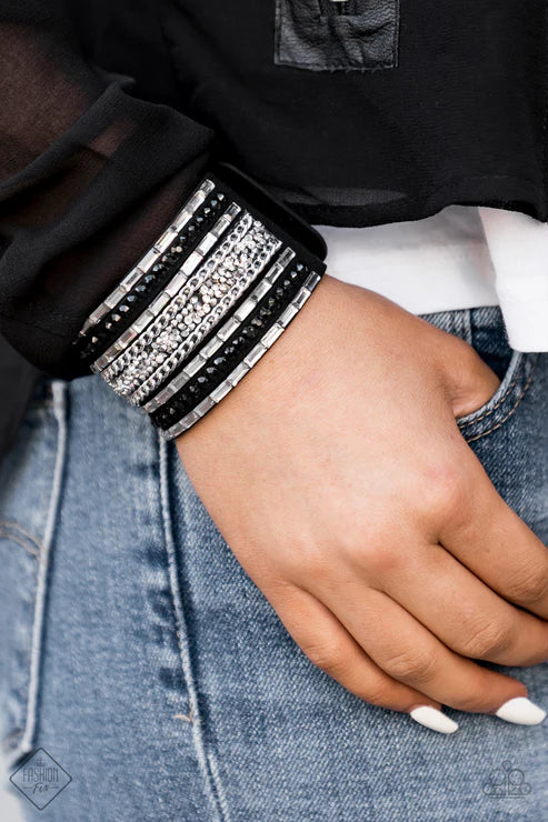 Rhinestone Rumble Black Wrap Bracelet