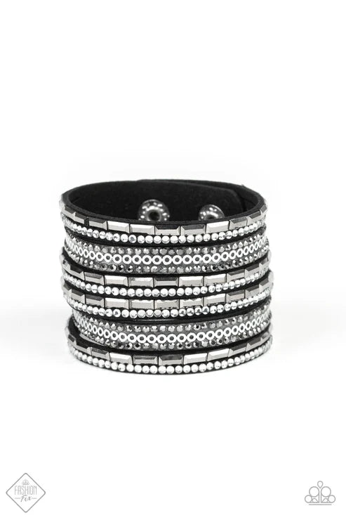A Wait-and-SEQUIN Attitude Black Wrap Bracelet