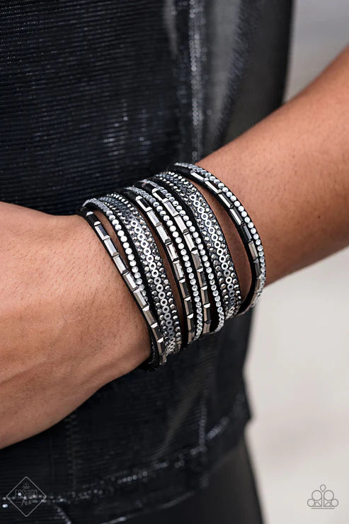 A Wait-and-SEQUIN Attitude Black Wrap Bracelet