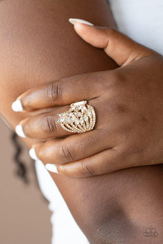 Clear-Cut Cascade Gold Ring