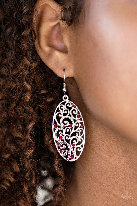 Glistening Gardens Red Earrings