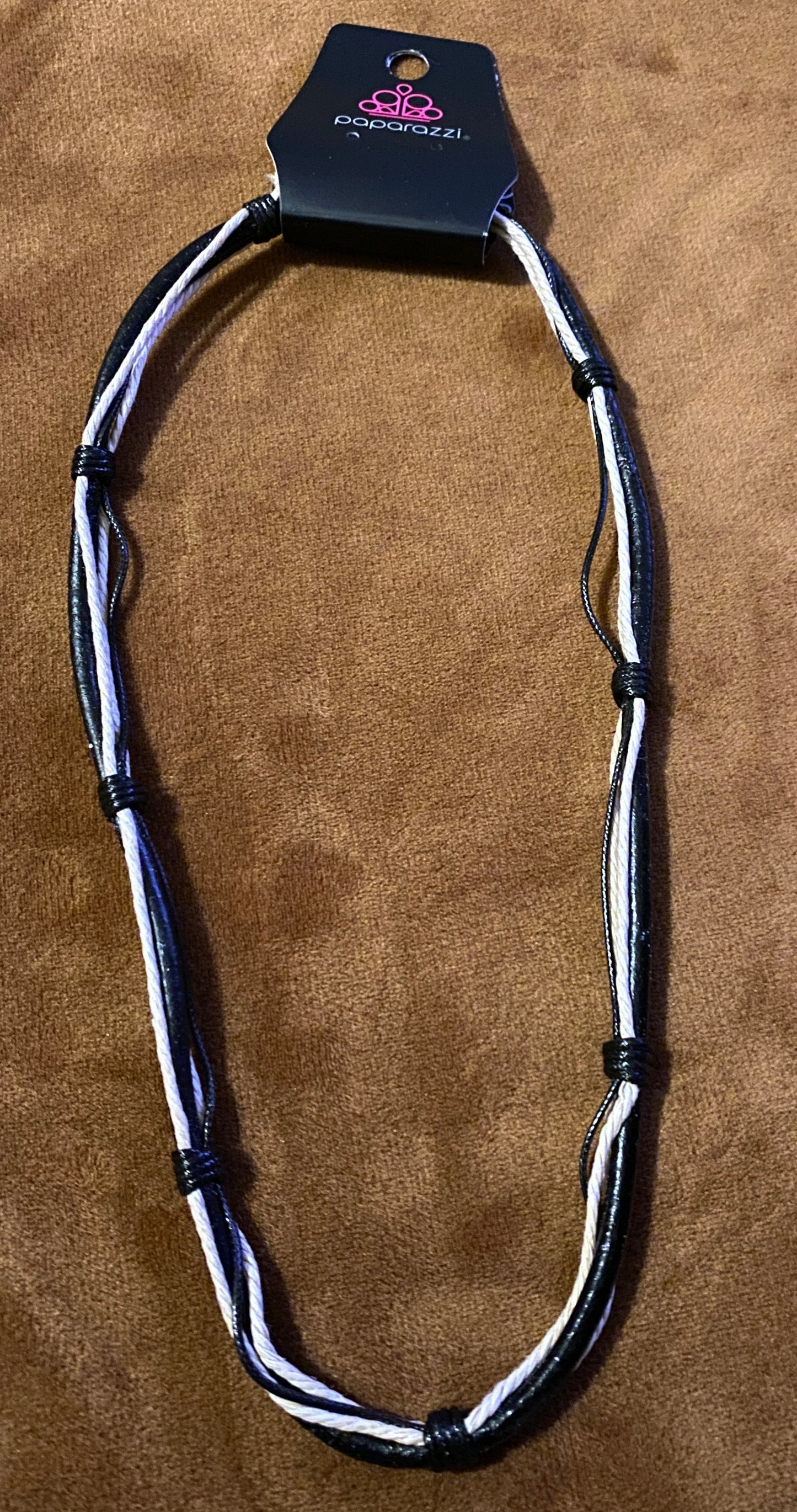 Leather and Twine Black and White Urban Necklace