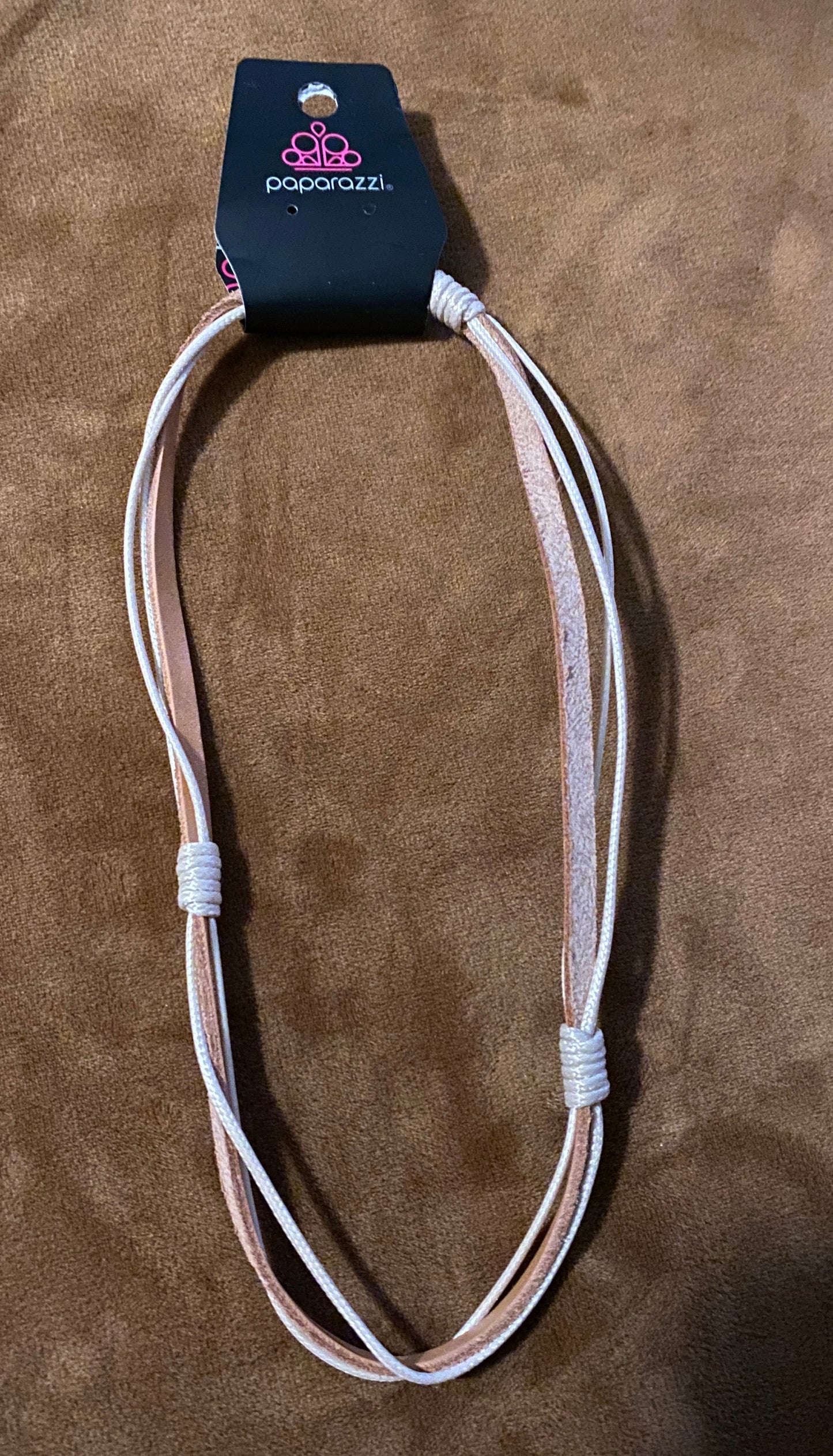 Leather and Twine Brown and White Urban Necklace