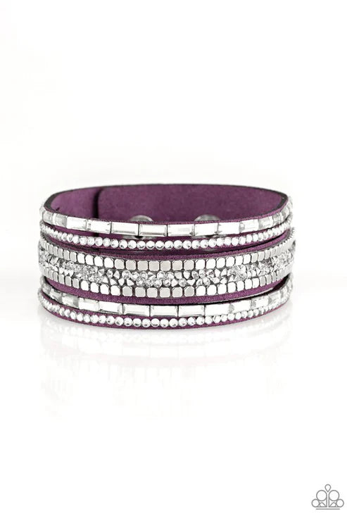 Rebel In Rhinestones Purple Wrap Bracelet