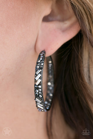 Glitzy By Association Black Earrings