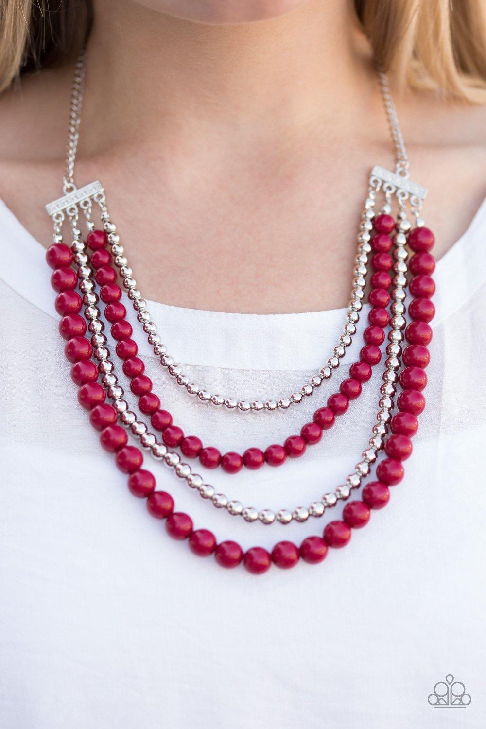 A FOUR-ce To Be Reckoned With Red Necklace - Nothin' But Jewelry by Mz. Netta