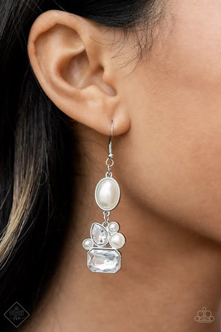 Showtime Twinkle White Earrings - December 2021 Fiercely 5th Avenue Fashion Fix Set