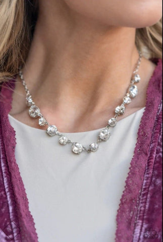 Hands Off The Crown White Necklace - February 2022 Fiercely 5th Avenue Fashion Fix
