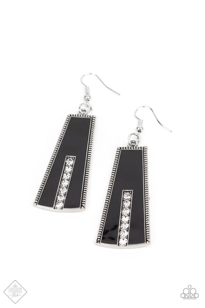 Demandingly Deco Black Earring - September 2021 Fiercely 5th Avenue Fashion Fix