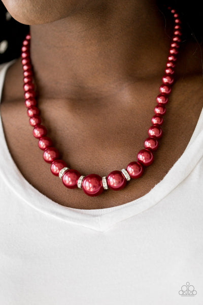 Paparazzi Party Pearls Red Necklace