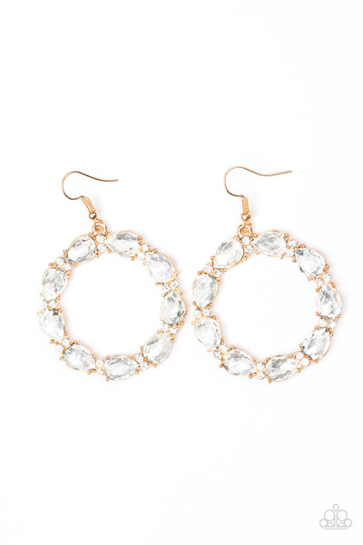 Ring Around The Rhinestones Gold Earrings