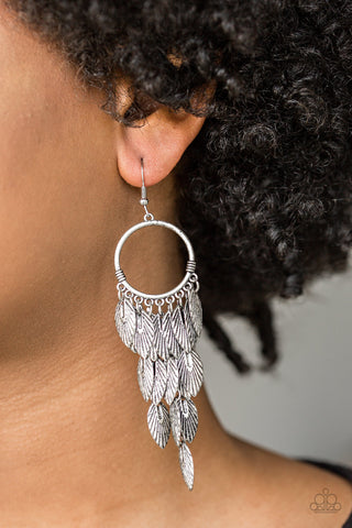 Paparazzi Feather Frenzy Silver Earrings