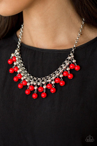 Paparazzi Friday Night Fringe Red Necklace