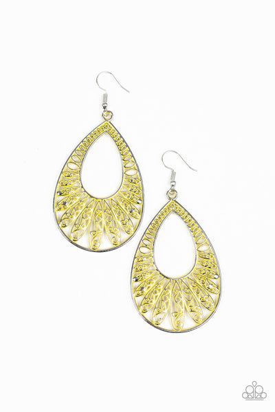 Paparazzi Flamingo Flamenco Yellow Earrings