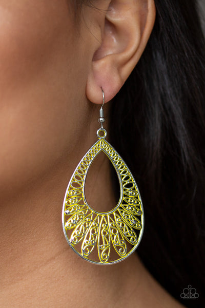 Paparazzi Flamingo Flamenco Yellow Earrings