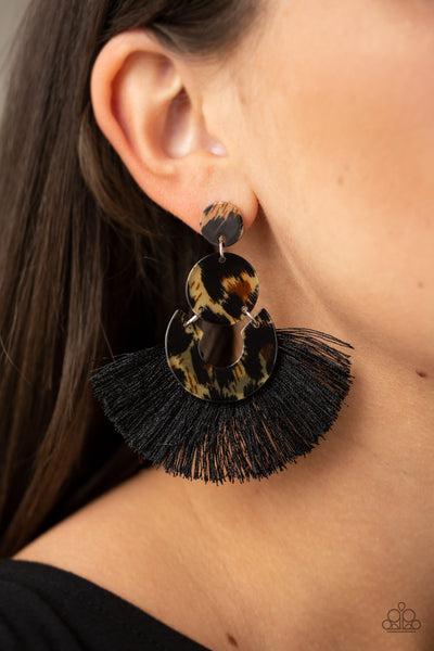 One Big Party ANIMAL Black Earrings