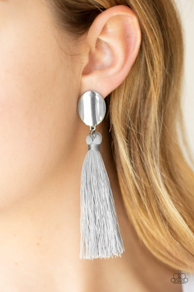 Paparazzi Va Va PLUME Silver Earrings