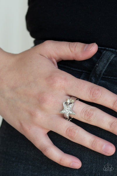 Star-Spangled Starlet White Ring