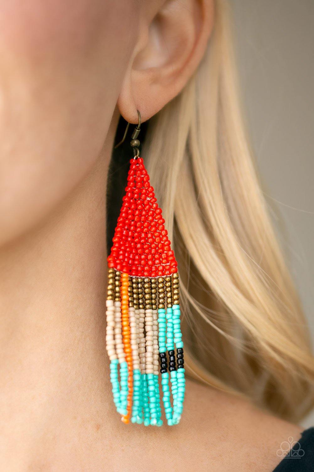 Beaded Boho Red Earrings - Nothin' But Jewelry by Mz. Netta