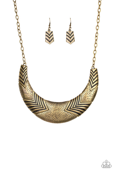 Geographic Goddess Brass Necklace