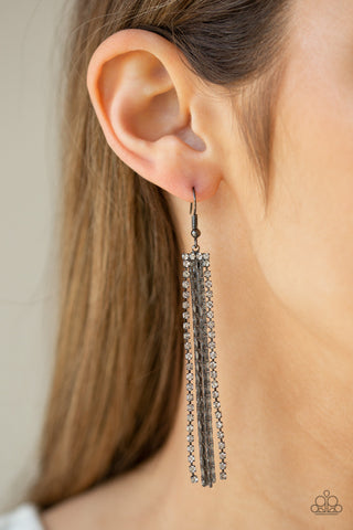 Starlit Tassels Black Earrings