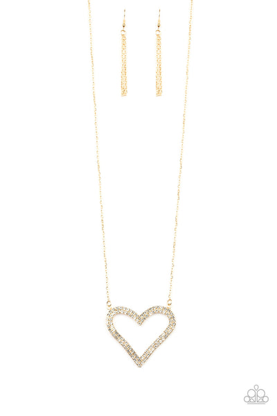 Paparazzi Pull Some HEART-strings Gold Necklace/Heart Opener Gold Bracelet