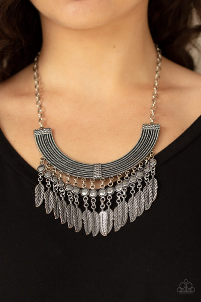 Paparazzi Fierce in Feathers Silver Necklace