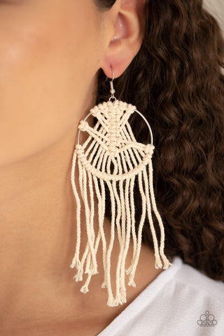 MACRAME, Myself, and I White Earrings - Nothin' But Jewelry by Mz. Netta