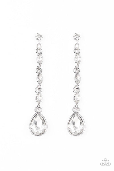 Must Love Diamonds White Earrings - Nothin' But Jewelry by Mz. Netta